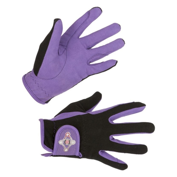 3210556 Detske jezdecke rukavice Lilli Starlight cerna fialova