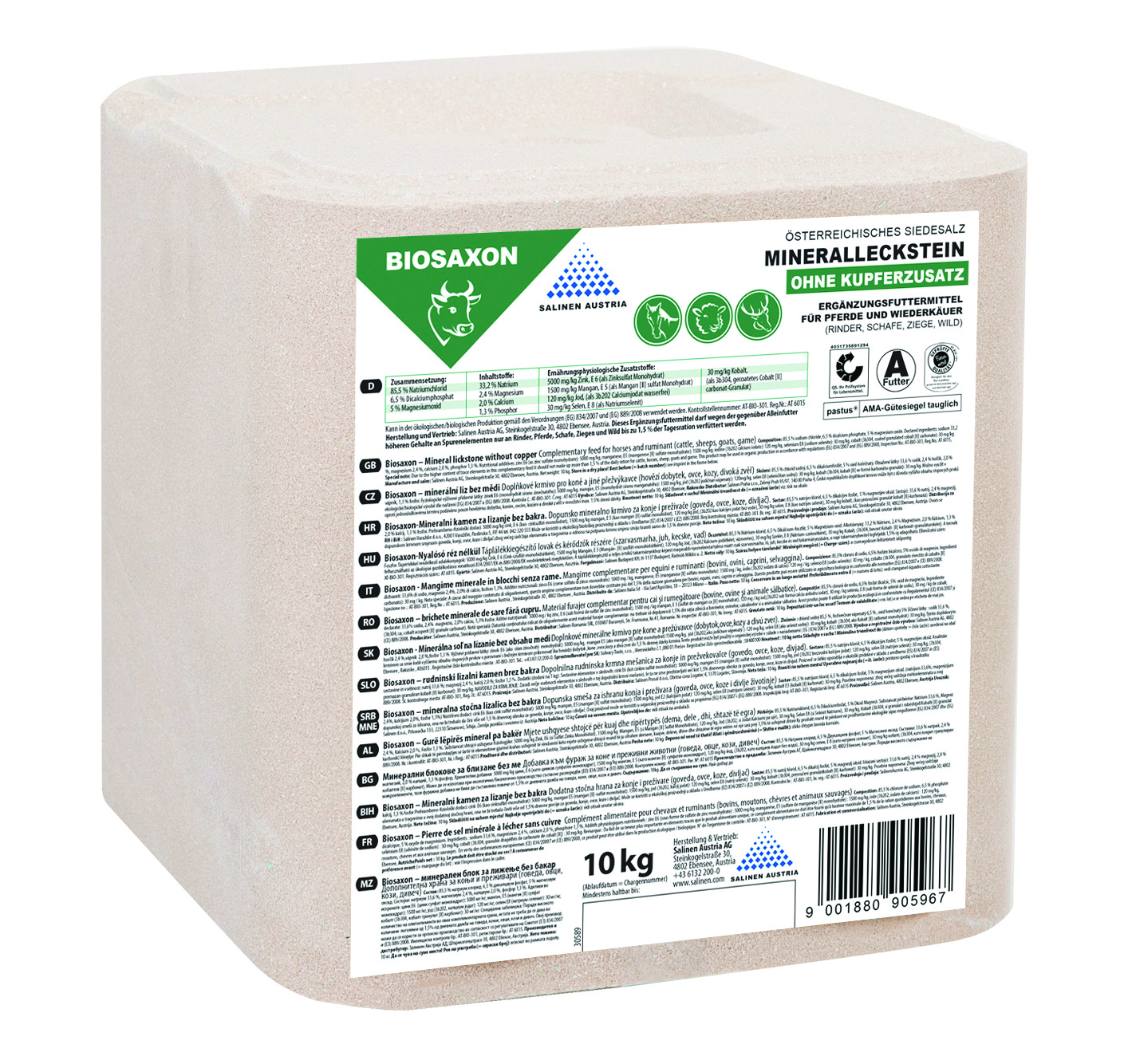Biosaxon karton a mineralny liz pre hovadzi dobytok 10kg